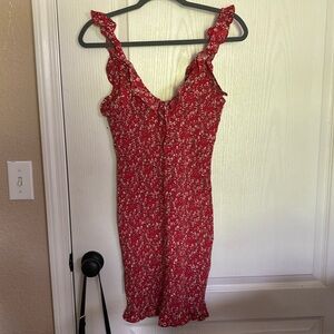 Red floral mini dress